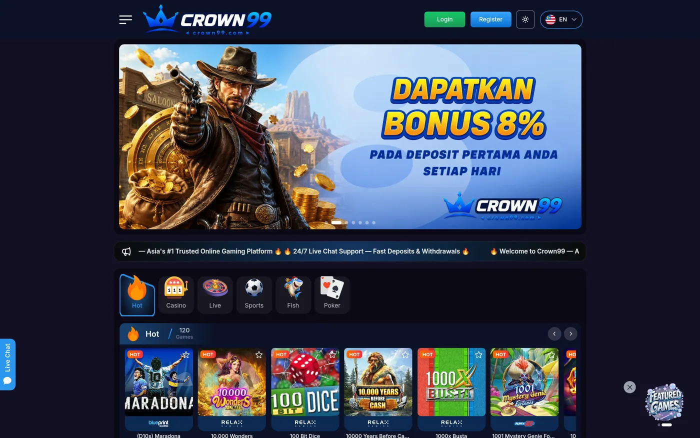 Crown99 — a live white-label site on the iGameNow engine